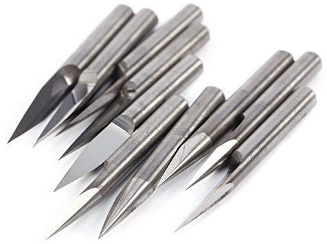 10Pz / Set Punte Incisione 20 Gradi in Carburo per Fresatrice CNC Set di Punte per Rettifica di Sculture Rame Alluminio ABS Plastica Acrilica per PVC Legno (3.175 mm, Cappuccio Casuale)
