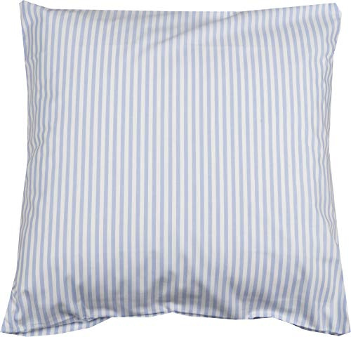Lorena Mako Batist Kissen Bezug Basel Mini Streifen Hellblau, 80x80cm, 100% Baumwolle