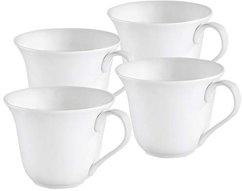 Rosenstein & Söhne Kaffee Tasse: 4er-Set Porzellan-Tassen in Herzform (Kaffeetassen, Tassen für Tees, Rose)