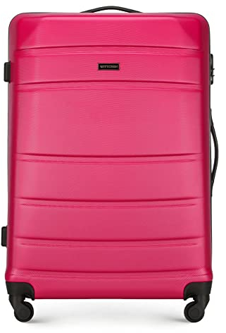 WITTCHEN Globe Line Großer Koffer Trolley Reisekoffer aus ABS Hartschale 4 Rollen Zahlenschloss | Größe L | Rosa Lufthansa/Eurowings/Ryanair/Condor/Discover Airlines