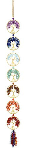 Top Plaza 7 Chakra Stones Healing Crystals Life Tree Wall Hanging Ornament Decoration for Good Luck Reiki Yoga Meditation Protection Mothers Day Mom Gifts