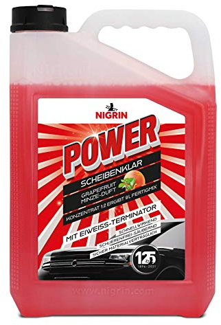 NIGRIN POWER Scheibenklar Konzentrat 1:2, Scheiben-Reiniger mit Eiweiß-Terminator und Grapefruit-Minze-Duft, 3 Liter Kanister