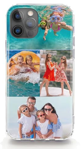 Personalised Phone Case For Apple IPhone 17, 16, 15, 14, Pro, Max, Mini, Plus 13, 12, 11, X, XS, XR, SE, Custom Photo Hard Cover, Personalize with Four Image Collage Layout A, Two Small Centre Images