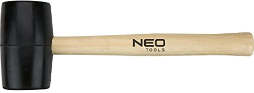 Neo Tools Maillet en caoutchouc noir avec manche en bois clair | Disponible en différentes tailles, longueurs et poids (340 g, 450 g, 680 g, 900 g)