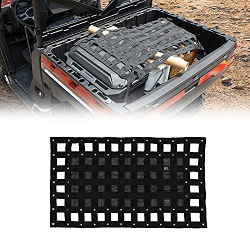 Kemimoto UTV Cargo Bed Net Stretchable UTV Cargo Box Net Rack Bed Rail Bungee Netting with Straps Compatible with Polaris Ranger General Can am Defender Commander Maverick Pioneer- 47 L* 27 W