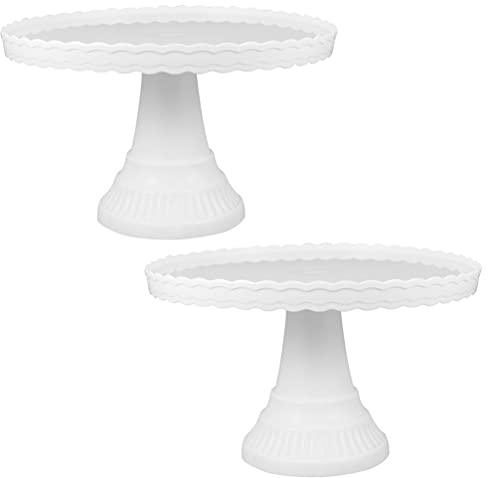 BESTonZON Kuchenteller mit Fu? Cupcake St?nder 2 St¨¹cke Wei? Dessert St?nder PP Geb? Muffin Obst Kuchen Dessert Halter Nachmittagstee Geburtstag Hochzeit Weihnachten Party Festival