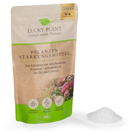 LUCKY PLANT Pflanzenstärkung 200g Pulver | Stärkeres Pflanzenwachstum & längere Blütezeit | Zimmerpflanzen, Sträucher, Rasen, Obst, Gemüse | Unbedenklich für Tier & Natur | Dünger-Alternative