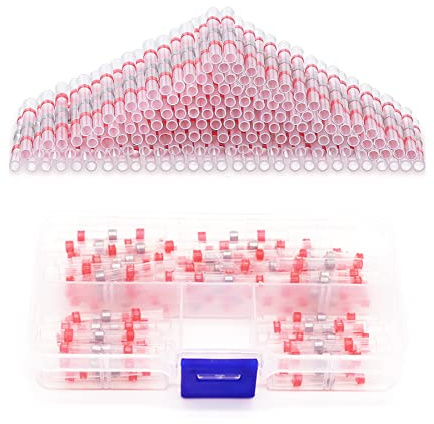 100 Piece Solder Connector Set with Heat Shrink Tube, Soldering Wire Connectors for Electric Cable Connections, Waterproof Crimp Connectors, Self-Soldering Heat Shrink Butt Connectors