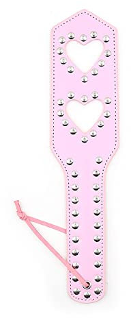 Spanking Paddel sex Leder Nieten Herz Peitsche Erotik SM Slave Gerte Bettfesseln Bondage Fetisch Sexspielzeug Adult Flirt Flogger (Pink)