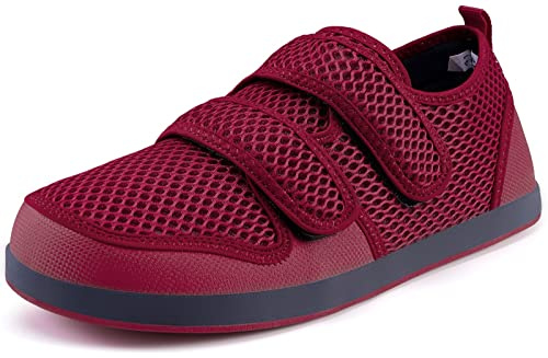 Sisttke Chaussons Diabétiques Hommes Femmes Larges Orthopédique | respirants,réglables,antidérapants,chaussures a scratch,pour aînés et pieds sensibles