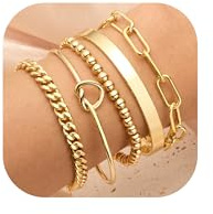 AOZEL Gold Bangle Bracelets Stack for Women Non Tarnish Gold Cuff Bracelet Set