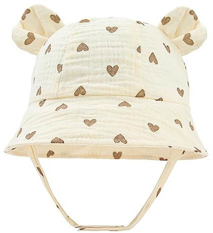 LIUPUUDLY Baby Sonnenhut UV-Schutz Super Süßer Baumwolle Baby Jungen Mädchen Strandhut Fischerhut Sommerhut mit Ohren