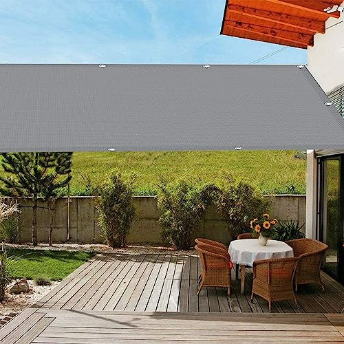 AMZYU Balkon Sichtschutz Terrasse 80 x 600 cm Segel Baldachin Garten Balkon Windschutz Atmungsaktiv mit Ösen, Nylon Kabelbinder und Kordel für Balkongeländer, Terrasse, Grau
