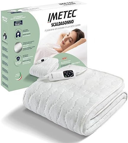 Imetec Adapto Recreo | Wärmeunterbett 150 x 80 cm, Schnellheizung, Konstante und individuelle Temperatur, Hypoallergenes, gestepptes, waschbares Gewebe, Made in Italy, Steuerung mit 6 Temperaturen