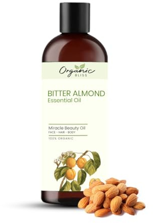 Organic Bliss Bitter Almmond Essential Oil 100% Pure and Natural Therapeutic Grade Essential Oil for Hair Skin Care (50 ML)