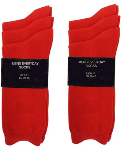 NuJake 6 Pack Of Mens Red Cotton Rich Lycra Socks Size 6-11 Business Wear