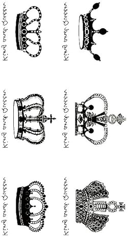 10 Pc Crown Tattoo Card - King And Queen Lettering - Temporary Skin Tattoo