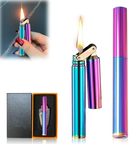 Vegena Antorcha vintage encendedor de petróleo Wheel Mechero de queroseno Nunchaku resistente al viento, mini encendedor portátil plegable con caja de regalo