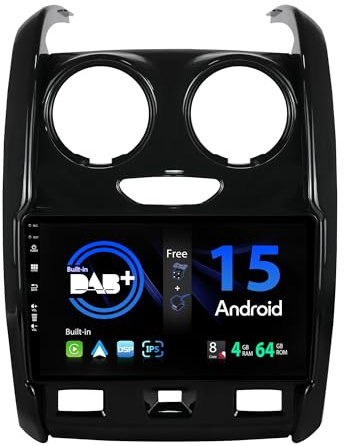 SXAUTO Android 15『Built-in Dab』 IPS Autoradio pour Renault Duster (2015-2017) - sans Fil Carplay/Android Auto/DSP - LED Caméra + MIC - 4G+64G - 9 Pouce 2 Din - Dab Volant 360-CAM Fast-Boot AHD WiFi