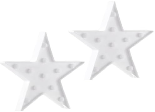 Closer 2 Pcs Star Plastic Night Lights Battery Operated LED Marquee Star Sign Star Shaped Movie Theater Decor Room Wall Lamps B Easy Install Easy to Use