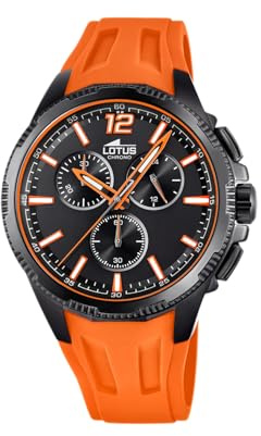 LOTUS Reloj Hombre Analógico de Caucho Naranja - Movimiento de Cuarzo - Cronógrafo - Cristal Mineral de Alta Resistencia - Resistente al Agua 10 ATM 18952/6 Special Prices
