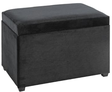 HAKU Sitztruhe schwarz, MDF, Textilgewebe Cord - Maße: B 58 cm x H 42 cm x T 39 cm, Style: Modern