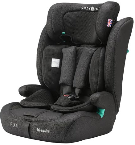Cozy N Safe Fuji i-Size 76-150cm Child Car Seat (up to 12 Years Old), Forward Facing, 3-Point seat Belt, 5-Point Harness Upto 105cm,high-Back Booster to 150cm, Side Impact Protection (Onyx)
