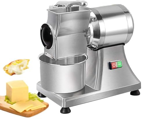 CYTBEK Rallador de Queso eléctrico Comercial, rallador eléctrico rotativo de 550 W/0,75 HP, trituradora de Queso Resistente con Recipiente, para Queso, Mantequilla, Migas de Salvado de Pan