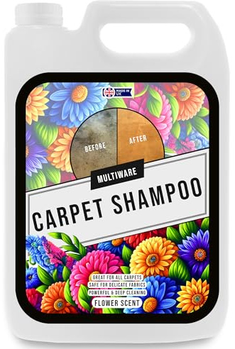 MultiWare Carpet Cleaner Shampoo Flower Scent 5L | Carpet Shampoo for Machines | Carpet Cleaner Solution | Safe for ALL Machines | Pet Friendly Formula | Removes Pet Odours and All Stains | 1 Bottle