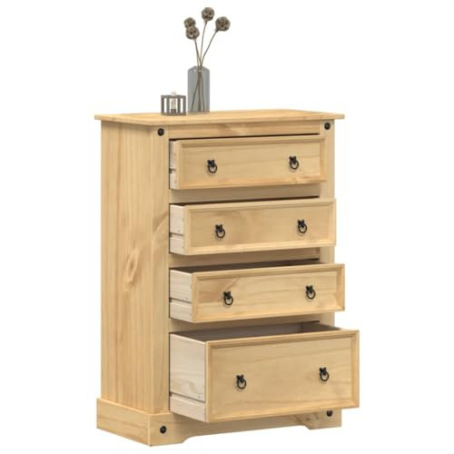 ZEYUAN Kommode Corona 80x43x114 cm Massivholz Kiefer, Kommode, Komodenschrank, Schubladenelement, Schreibtisch Schrank, Kosmetikschrank, Kleine Schrank, Schubladenkommode - 4005672