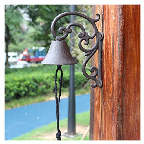Gusseiserne Glocke für die Haustür, rustikale Vintage-Glocke aus Metall zum Aufhängen an der Wand, dekorative Essensglocke, manuell schüttelnde Türklingel für den Außenbereich, Garten, Haus, Wandkunst