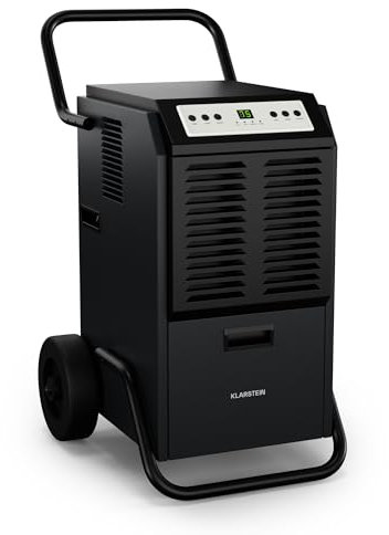 Klarstein DuraDry 50L Deshumidificador - Alta Eficacia, 50L/día, Silencioso ≤52dB, Descongelación Automática, Filtro Lavable, Bajo Consumo, Portátil con Ruedas, para Sótanos, Almacenes, 50-80m²