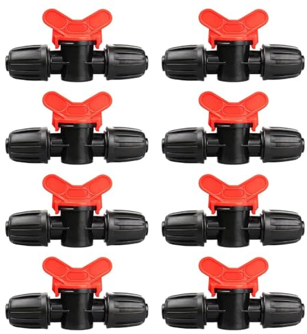Tropfbewässerungsventile, 12 mm außen, Absperrventil, gerades Schlauch-Absperrventil, Wasser-Gartenschlauch-Anschluss, Kunststoff, Gartenschlauch-Absperrventil, Universal-Schlauchkupplungsventil, 8