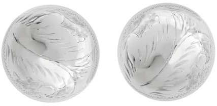Pendientes media bola labrada de Plata de Ley - Pendientes elegantes para señora - Pendientes con levantadores para orejas rasgadas