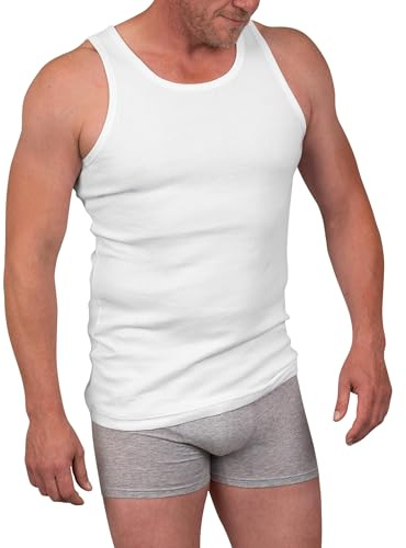 Basic Treasure 5-Pack Feinripp Unterhemd Herren Weiß L, 100% Baumwolle