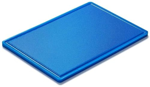 Forgast Planche à découper en plastique HACCP, professionnelle, pour poissons et fruits de mer, accessoires de cuisine, planche à petit-déjeuner, sans BPA, format GN 1/1, 53x32,5x1,2 cm, bleu