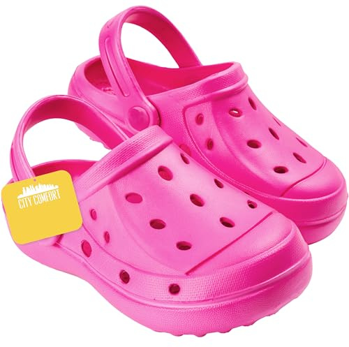 CityComfort Zoccoli Bambina Tie Dye Ciabatte Estive con Cinturino per Spiaggia Piscina Interno Esterno Regalo Ragazza (31/32 EU, Fucsia Neon)