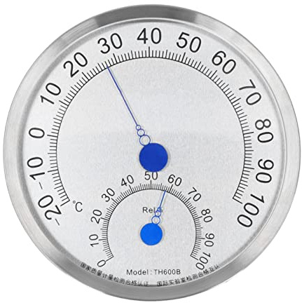 Rundes Thermometer, Zifferblattthermometer aus Edelstahl, Automatische Induktion Zur Temperatur- und Luftfeuchtigkeitsmessung in Wohnräumen, Außenthermometer (Ohne Halterung)