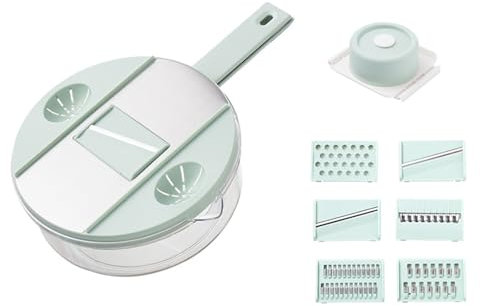 osthyvlar， Grönsakshackare Multifunktionell rostfritt stål Manuell skivning och rivning Grönsaksskärare Potatisriv Strimlare Scrubber Köksmaterial(Green)