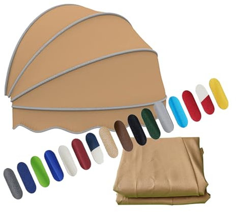 Tende Cappottina Da Sole, Tende Da Sole Per Finestra, Tettoia A Cupola Pieghevole Per Porte, Tettuccio Resistente Al Sole Poliestere, per Cortile Negozio(Khaki,130cm/51.18in)