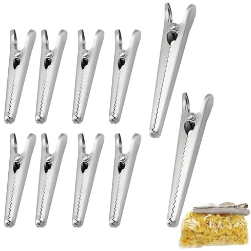 ZFRITP 10 mollette metalliche in acciaio inox, clip di chiusura in acciaio inox, clip di chiusura in metallo, clip di chiusura per sacchetti, per alimenti, caffè, pane, fresh keeping Clamp Sealer e