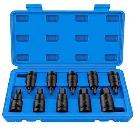 Adattatore a bussola esagonale da 1/2 per chiave dinamometrica, chiave a cricchetto, trapani a percussione, kit con bussole a brugola