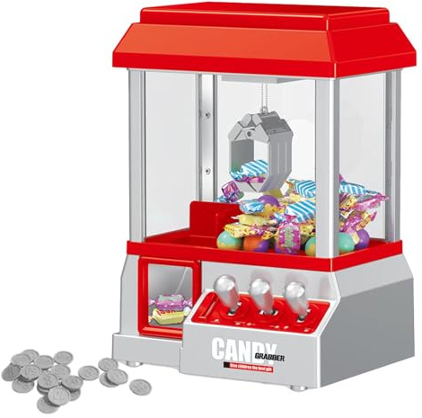 Machine à Griffes | Jeu Retro Claw Machine - Cool Fun Mini Candy Grabber Prize Distributeur Vending Toy avec 24 pièces de Jeu pour, garçons et Filles