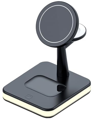QUXVUIS 3-in-1 Mobile Phone Smart Watch Wireless Charger Dock Storage Holder Charging Station Home Cellphones Accessories, Black