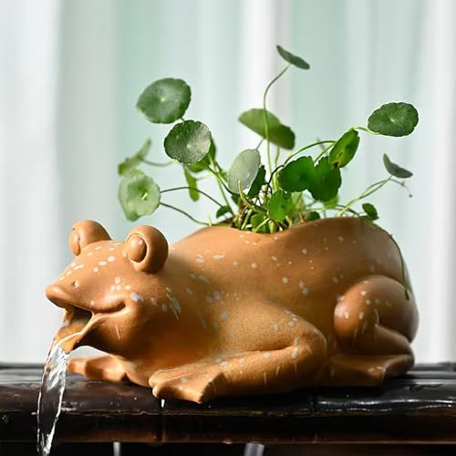 ZYZSY Cracheurs d'étang, Gargouille Grenouille, Figurine de Bassin résistante aux intempéries en céramique, DIY Pot en céramique Décoration, pour Embellir Et Espaces Extérieurs(Yellow)