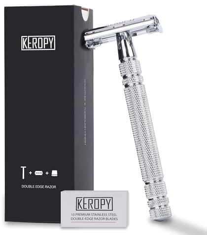 Double Edge Safety Razor for Men with 10 Disposable Razor Blades - Single blade double edge razor for men - One Blade Razor - Safety Razors for Men - Classic Clean Shave Straight Razor
