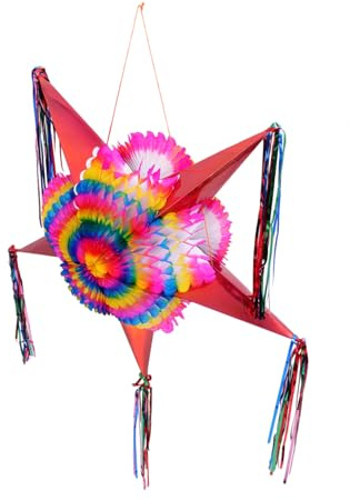 Gatuida Bunte Sternförmige Piñata aus Papier Faltbare Geburtstags Piñata Dekoration für Kinder Hängende Party Dekoration und Fotorequisite