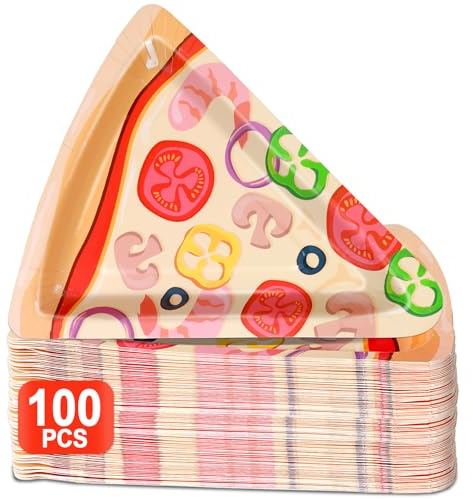 Naozinebi 100Pcs Pizza Party Paper Plates Pizza Birthday Party Decorations Pizzas Tableware Dinnerware Set Italian Pizzas Dessert Plate for Picnics Birthday Baby Shower Parties Favor Supplies