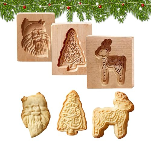 Stampo Per Biscotti In Legno,Strumenti Da Forno In Legno Per Decorazione A Rilievo - Stampo Per Burro In Di Faggio Intagliato | Per Casa Cucina Spuntini Frollini Cioccolato Torta Di Zucchero
