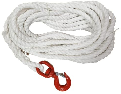 18mm Gin Wheel Rope Staple Spun Scaffolding Rope with Swivel Hook Scaffold Building Roofing (25 Metres)